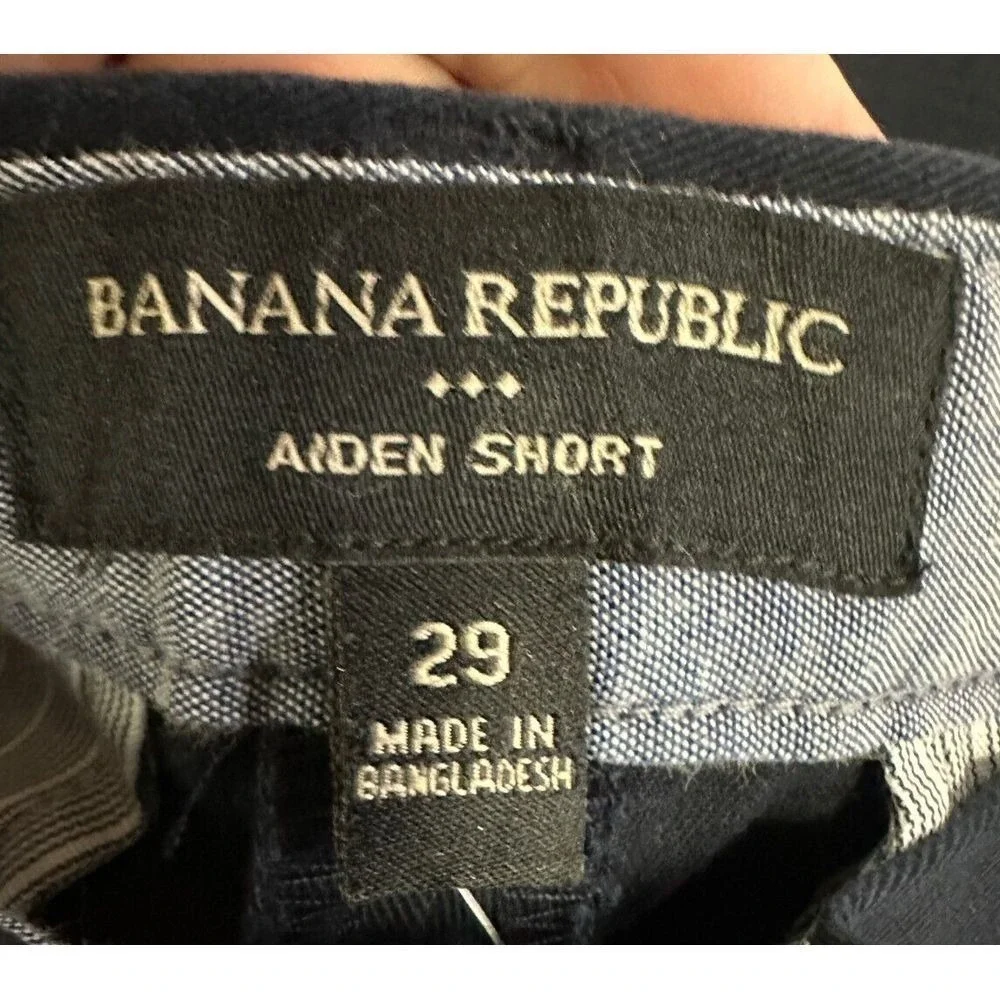Banana Republic Shorts Mens 29X10 Aiden Chino Navy Blue Khaki Stretch Casual NEW